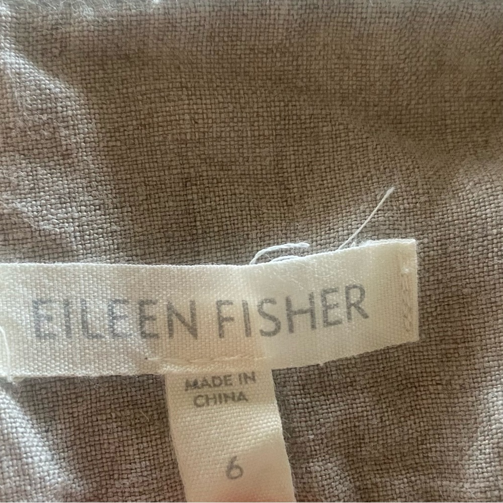 Eileen Fisher Linen Taupe Wide-Leg Pants, Size 6. - Picture 9 of 16